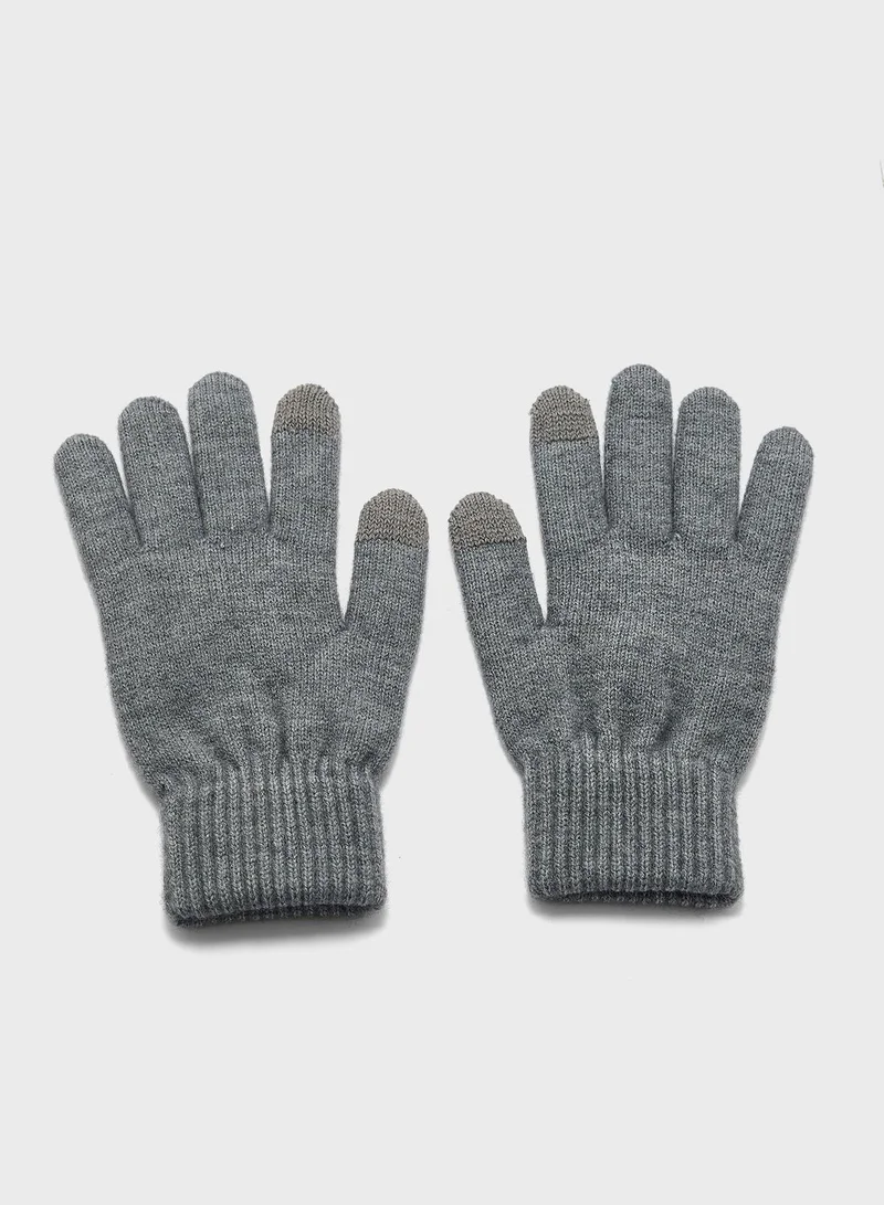 Robert Wood 2 Pack Knitted Winter Beanie & Gloves Set