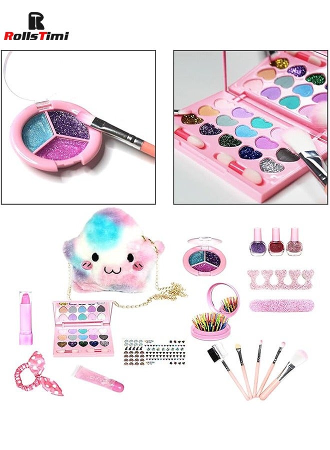 RollsTimi  Kids Makeup Kit for Girls, Washable and Safe & Non-Toxic Real Makeup Beauty Toys Set with Stylish Bag - Image 3