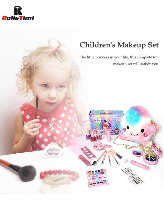 RollsTimi  Kids Makeup Kit for Girls, Washable and Safe & Non-Toxic Real Makeup Beauty Toys Set with Stylish Bag - Image 4
