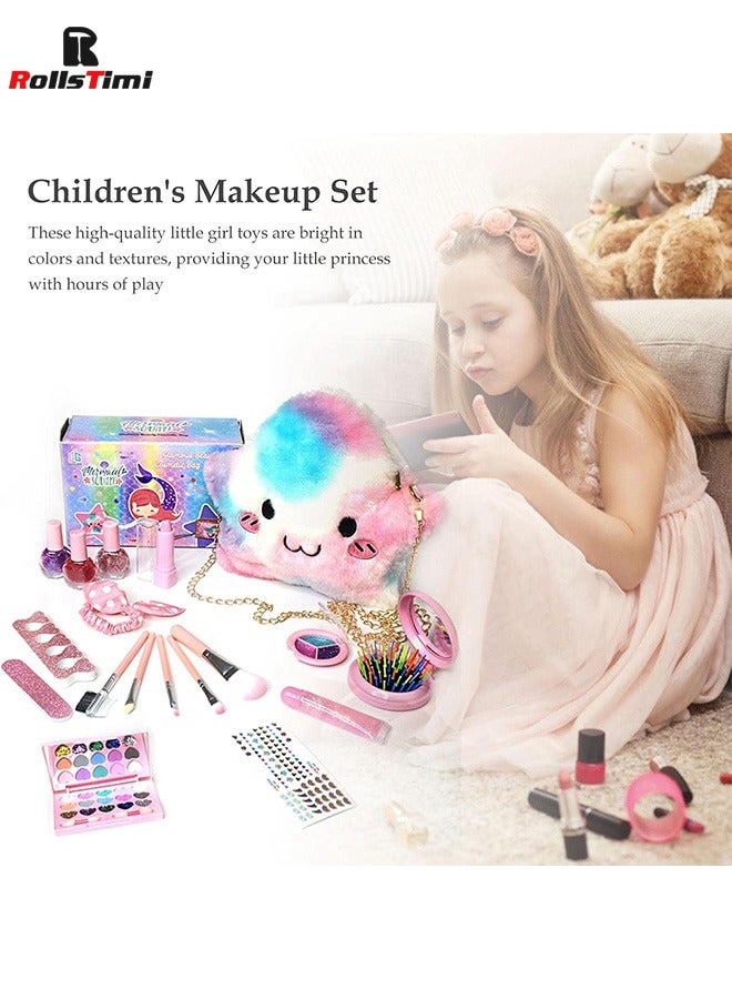 RollsTimi  Kids Makeup Kit for Girls, Washable and Safe & Non-Toxic Real Makeup Beauty Toys Set with Stylish Bag - Image 5