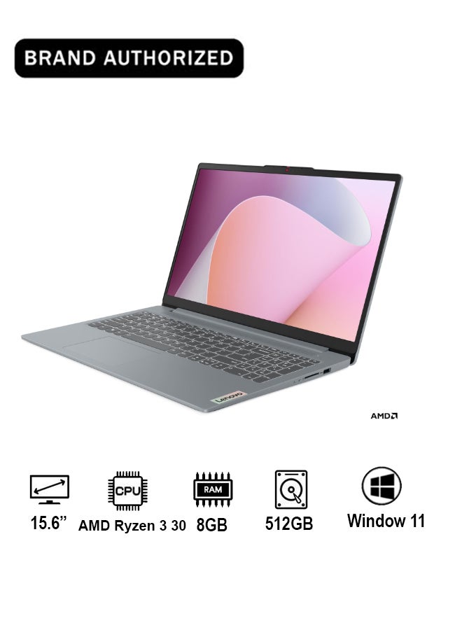 لينوفو IdeaPad Slim 3 15AMN8 لابتوب | شاشة 15.6" FHD، AMD Ryzen 3 30، رسومات AMD Radeon 610M المدمجة، 8GB RAM، 512GB SSD، ويندوز 11 [82XQ017GAX] - Image 1