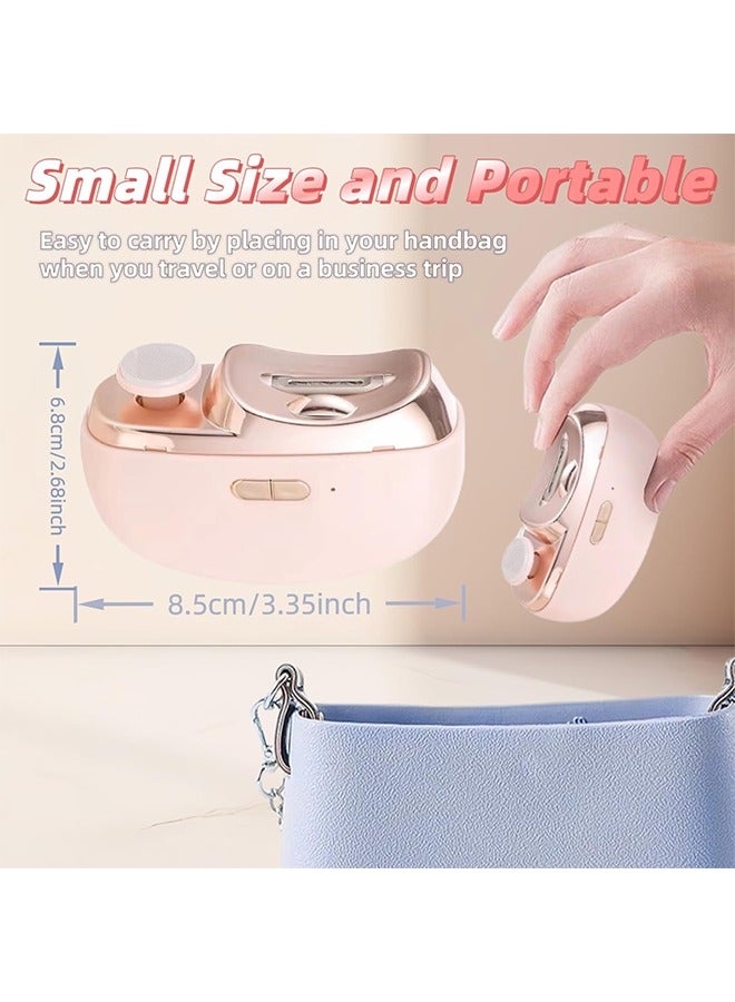 Aissiora Electric Nail Clippers 2 in 1 Portable Rechargeable Electric Polishing Automatic Nail Clippers Pro with Light Safety Fingernail Trimmer for Newborn Infant Toddler or Adults Fingernails Care Pink - Image 2