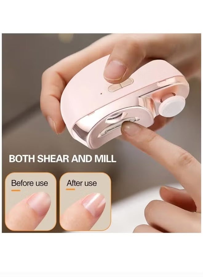 Aissiora Electric Nail Clippers 2 in 1 Portable Rechargeable Electric Polishing Automatic Nail Clippers Pro with Light Safety Fingernail Trimmer for Newborn Infant Toddler or Adults Fingernails Care Pink - Image 4