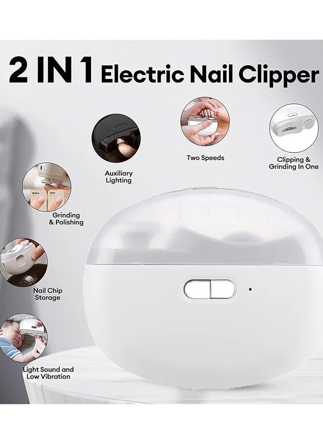 Aissiora Electric Nail Clippers 2 in 1 Portable Rechargeable Electric Polishing Automatic Nail Clippers Pro with Light Safety Fingernail Trimmer for Newborn Infant Toddler or Adults Fingernails Care Pink  - Image 5