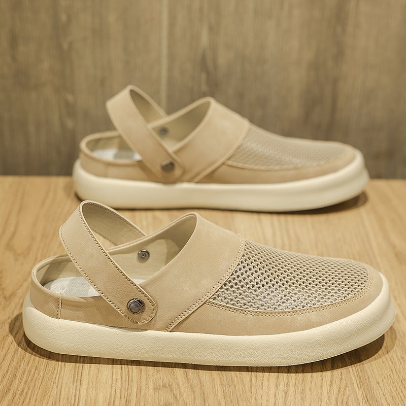 2025 Korean Style Fashionable Slip-On Flat Fashion Casual Large Size Breathable Mesh Sandals For Men - Image 2