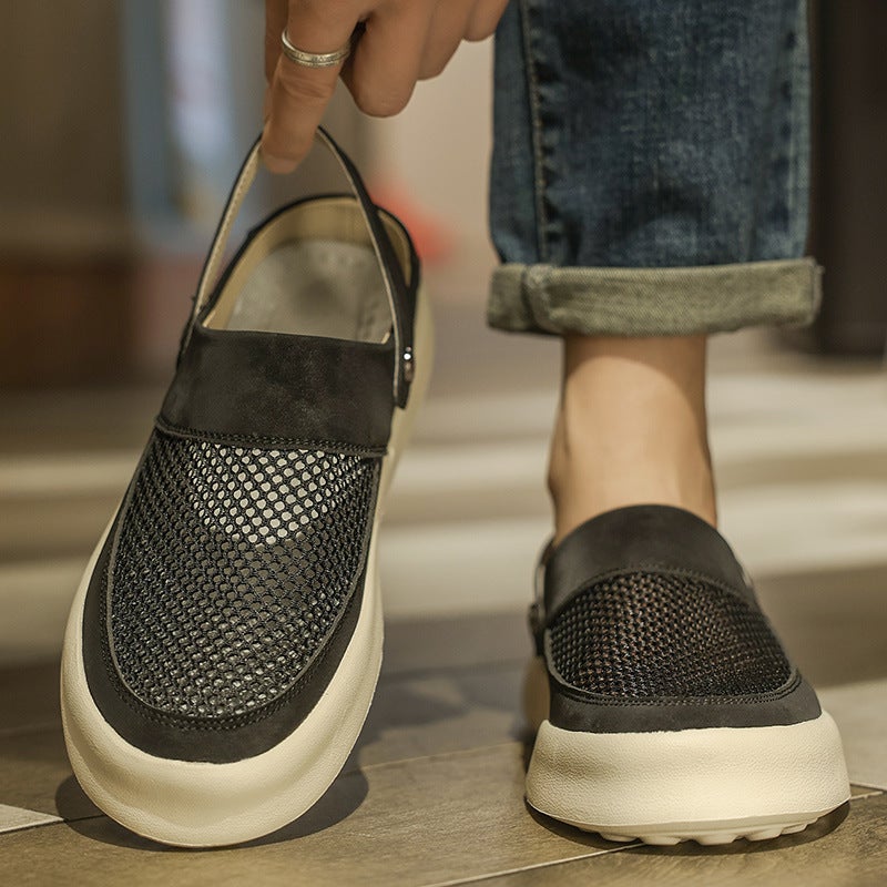 2025 Korean Style Fashionable Slip-On Flat Fashion Casual Large Size Breathable Mesh Sandals For Men - Image 3