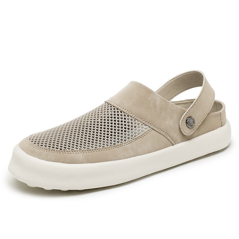 2025 Korean Style Fashionable Slip-On Flat Fashion Casual Large Size Breathable Mesh Sandals For Men - Image 1