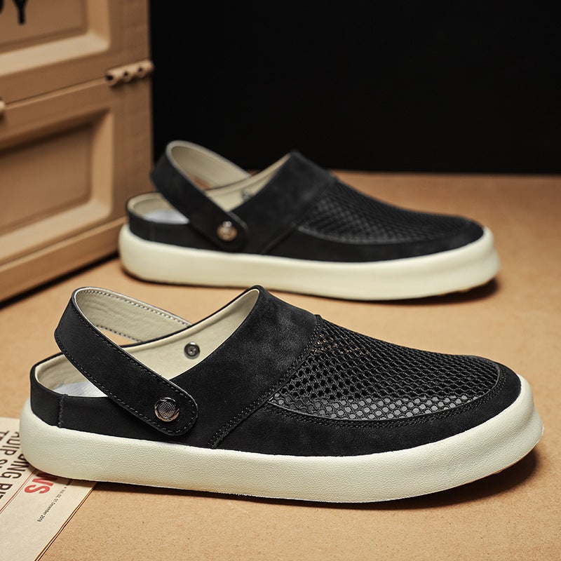 2025 Korean Style Fashionable Slip-On Flat Fashion Casual Large Size Breathable Mesh Sandals For Men - Image 5