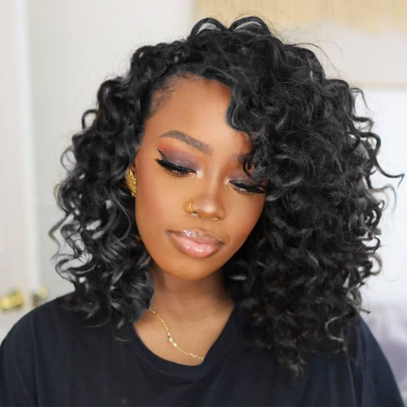 ToyoTree Ocean Wave Crochet Hair - 14 Inch 8 Packs Dark Brown Mid-Length Curly Deep Wave Crochet Hair, Synthetic Ocean Wave Braiding Hair Extensions (14 Inch,#2-8P) - Image 1
