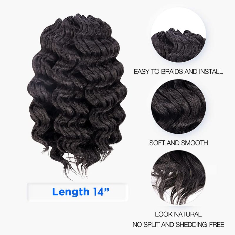 ToyoTree Ocean Wave Crochet Hair - 14 Inch 8 Packs Dark Brown Mid-Length Curly Deep Wave Crochet Hair, Synthetic Ocean Wave Braiding Hair Extensions (14 Inch,#2-8P) - Image 4