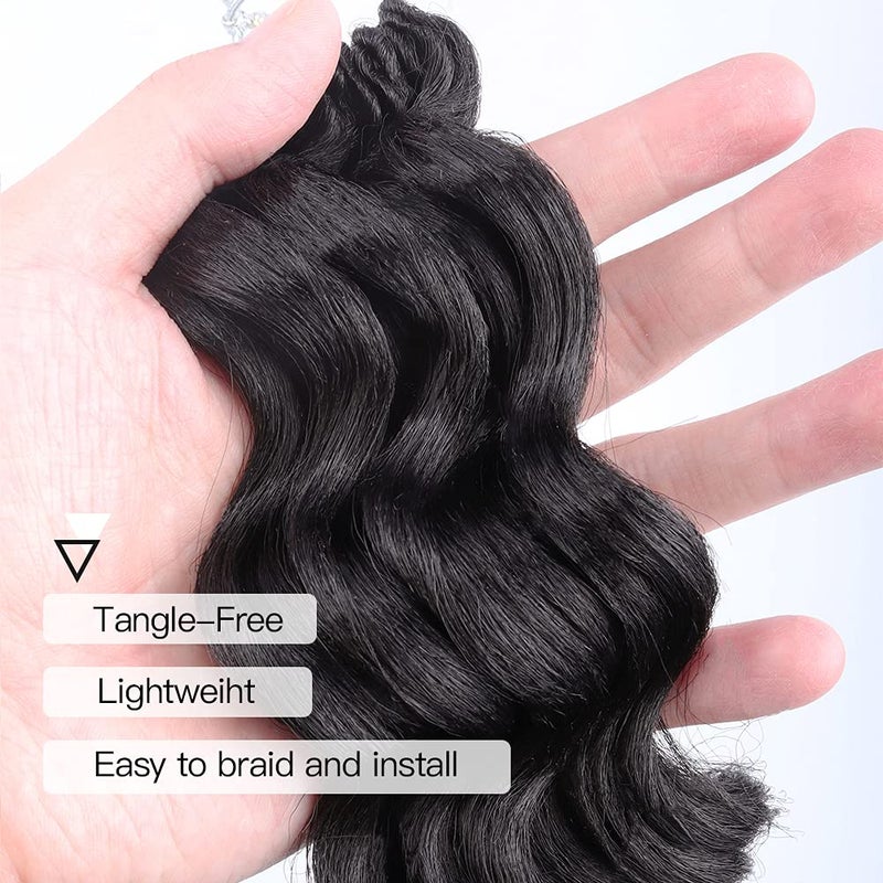 ToyoTree Ocean Wave Crochet Hair - 14 Inch 8 Packs Dark Brown Mid-Length Curly Deep Wave Crochet Hair, Synthetic Ocean Wave Braiding Hair Extensions (14 Inch,#2-8P) - Image 5
