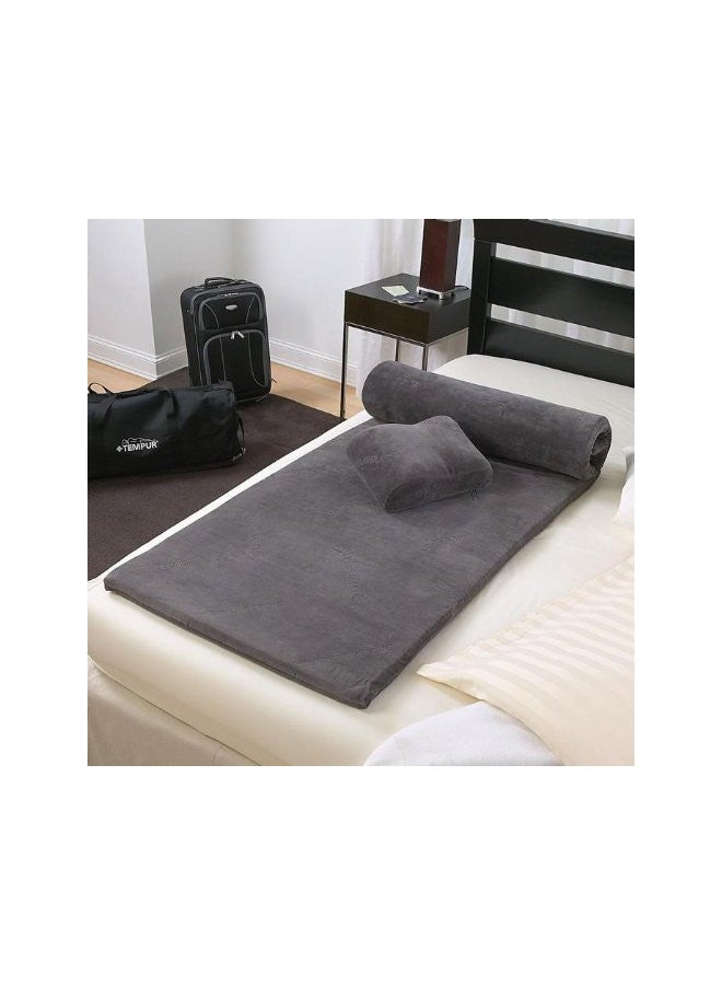 Tempur-Pedic Set-Includes Travel Size TEMPUR-Neck Pillow, Mattress Overlay, and Carry Bag, Gray - Image 1