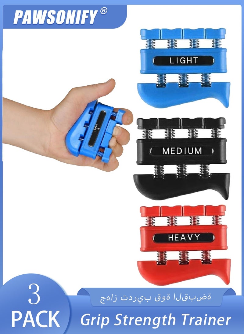 PAWSONIFY 3-Pack Grip Strength Trainer, Finger Strength Trainer for Grip Strength Training for Fingers, Wrists, and Hands for Home, Office, Gym, Climbing, Athletes, Musicians - Image 1