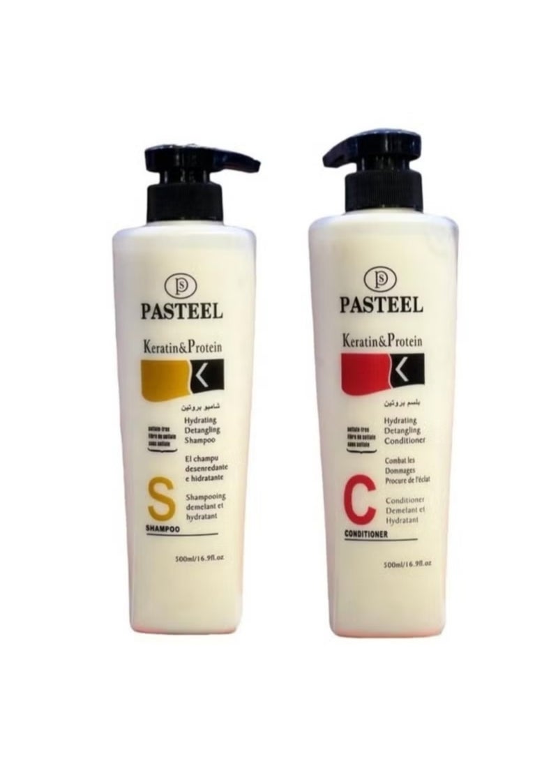 PASTEEL Shampoo and conditioner set for keratin and protein treated hair 500 ml