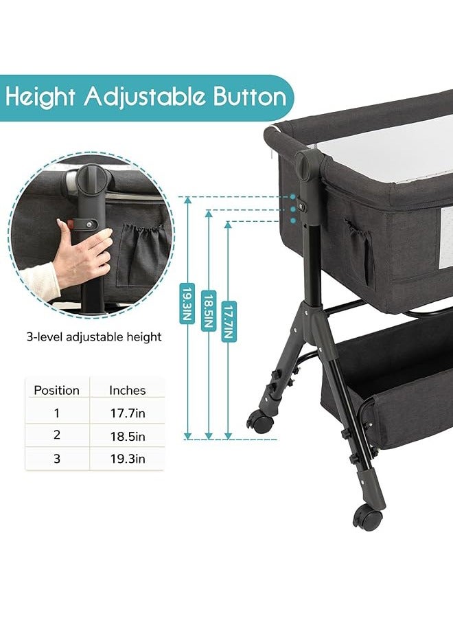 جو توي سرير محمول Bassinet للطفل، 3 في 1 Bassinet السرير النوم مع العجلات، Mosquito Net، قابلة للطي سرير الطفل حديثي الولادة - Image 2