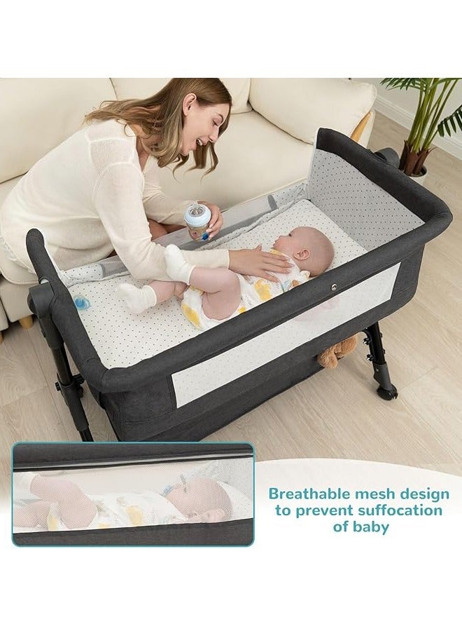 جو توي سرير محمول Bassinet للطفل، 3 في 1 Bassinet السرير النوم مع العجلات، Mosquito Net، قابلة للطي سرير الطفل حديثي الولادة - Image 5