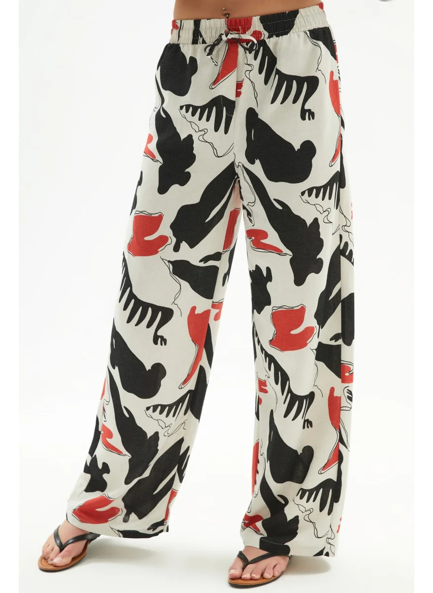 JUNE Exclusive Patterned Linen Blend Trousers