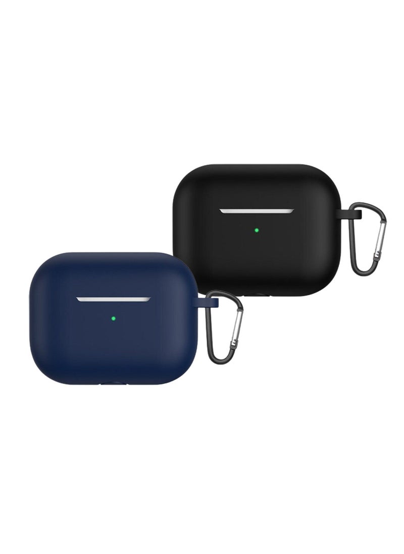 YOMNA 2022 New For Airpods Pro 2nd Generation Case Cover dustproof with hook anti-lost Protector for AirPods Pro2 Waterproof Cases Black with Navy Blue (set of 2)  - Image 1