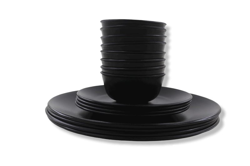 ECOSPIT CONTAINER Ecospit Melamine Dinner Set Matt Black Pack of 16 - Image 2