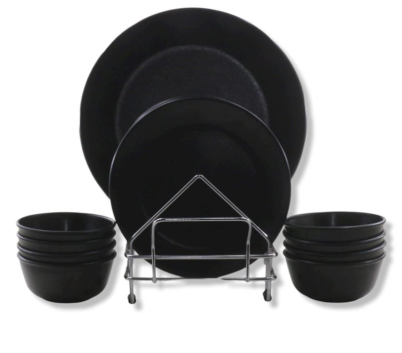 ECOSPIT CONTAINER Ecospit Melamine Dinner Set Matt Black Pack of 16 - Image 4