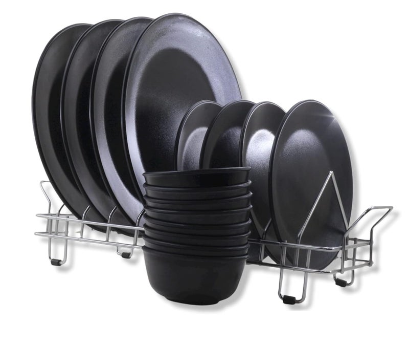 ECOSPIT CONTAINER Ecospit Melamine Dinner Set Matt Black Pack of 16 - Image 5