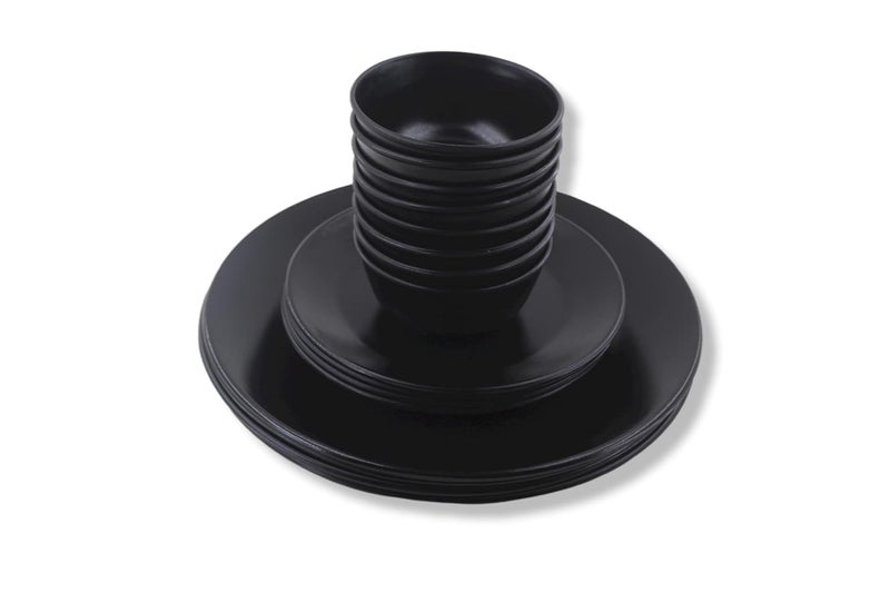 ECOSPIT CONTAINER Ecospit Melamine Dinner Set Matt Black Pack of 16 - Image 3
