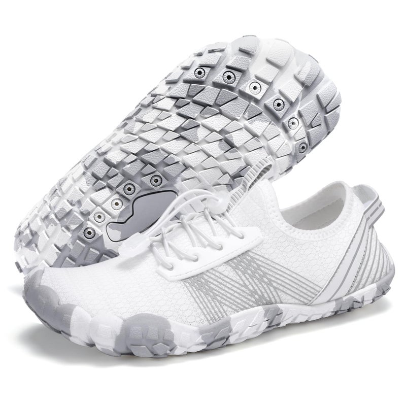 Stelle Womens Water Shoes for Men Adult Quick-Dry Aqua Shoes Barefoot Non Slip for Beach Swim River Pool Boating Fishing Hiking Kayaking(White,7MW) - Image 1