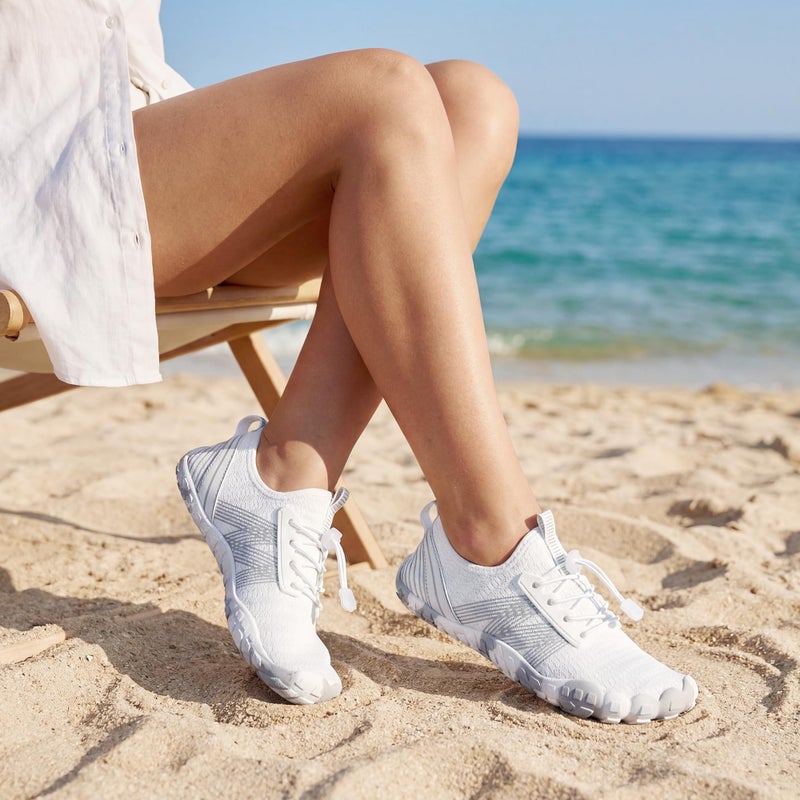 Stelle Womens Water Shoes for Men Adult Quick-Dry Aqua Shoes Barefoot Non Slip for Beach Swim River Pool Boating Fishing Hiking Kayaking(White,7MW) - Image 3