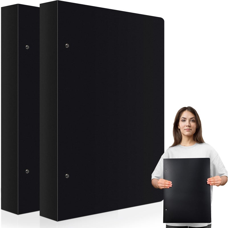 Resholder 2 Pcs 3 Ring Binder 11"x17" Binder Poly Panel Featuring 1" D Ring Fit 11" x 17" Paper Size for Store Artwork Poster Paper PP Material (Black) - Image 1