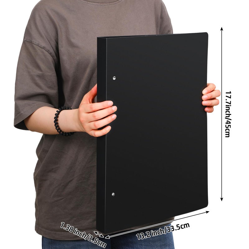 Resholder 2 Pcs 3 Ring Binder 11"x17" Binder Poly Panel Featuring 1" D Ring Fit 11" x 17" Paper Size for Store Artwork Poster Paper PP Material (Black) - Image 2