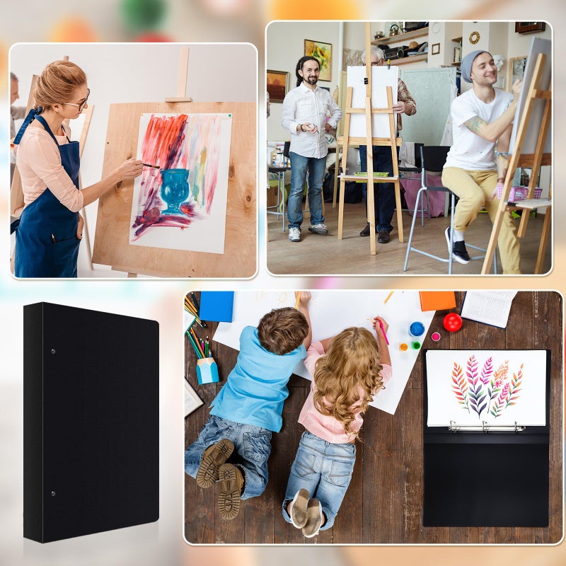 Resholder 2 Pcs 3 Ring Binder 11"x17" Binder Poly Panel Featuring 1" D Ring Fit 11" x 17" Paper Size for Store Artwork Poster Paper PP Material (Black) - Image 4
