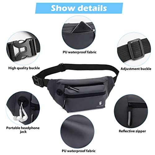 GUSTAVE Large Waterproof Sling Backpack Chest Bag Waist Bags Fanny Pack Cross Body Travel Bag BumBag Men Women Fanny Pack for Hiking Travel Camping Running Sports Outdoors with Adjustable Strap (Grey) - Image 2
