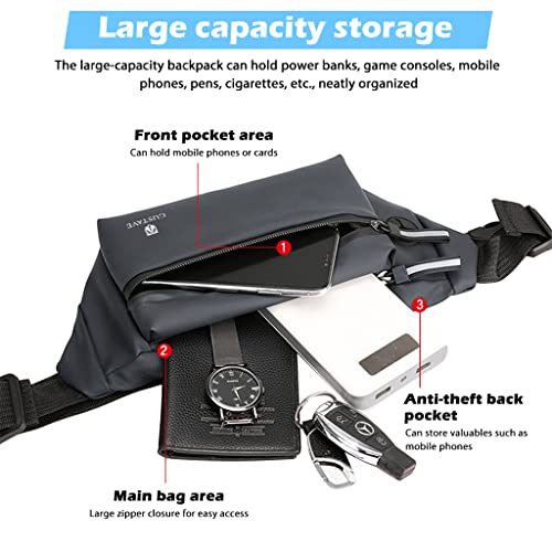 GUSTAVE Large Waterproof Sling Backpack Chest Bag Waist Bags Fanny Pack Cross Body Travel Bag BumBag Men Women Fanny Pack for Hiking Travel Camping Running Sports Outdoors with Adjustable Strap (Grey) - Image 5