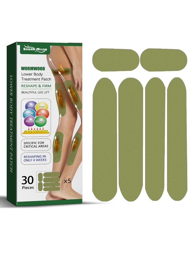 SOUTH MOON 30 Pcs Wormwood Legs Patch - HerbalLegs Patches - Natural Wormwood Sticker - Calf Lift Shaping Wormwood Leg Stickers Leg Lifting Patch  - Image 1