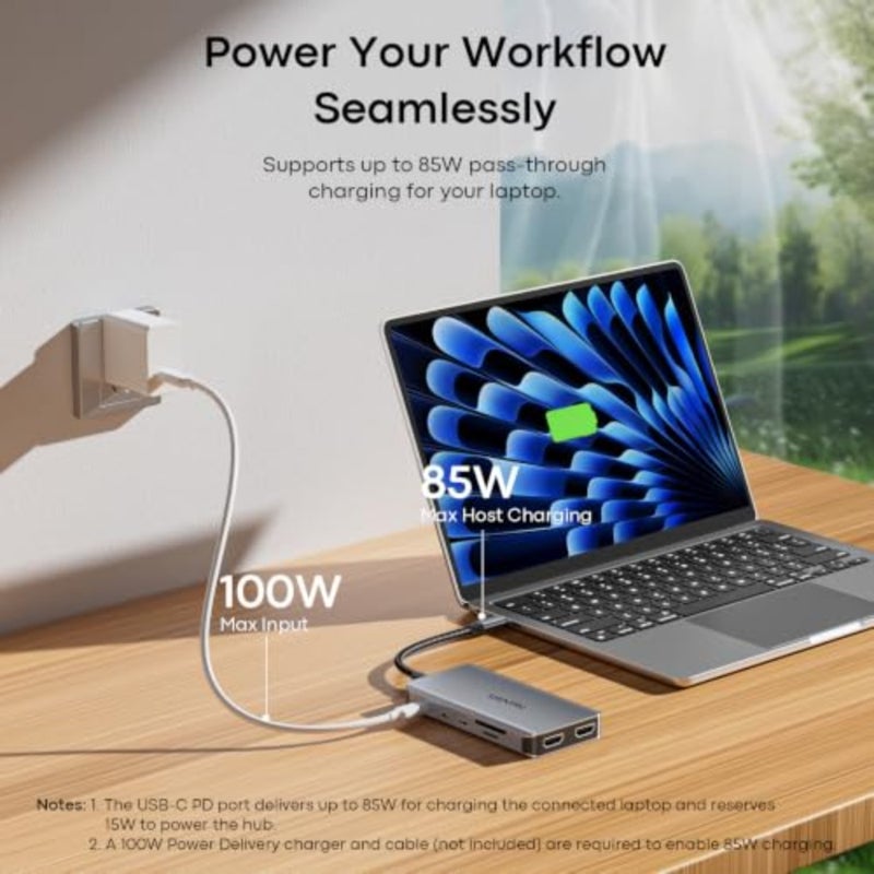 USB C Docking Station Dual Monitor for Laptop, 10-in-1 Dual HDMI Hub with 4K HDMI, 5Gbps 2 USB-C, 3 USB-A, 100W PD, SD/TF Card Reader, USBC Multiport Adapter Dongle for Dell, Lenovo, HP, Mac - Image 5