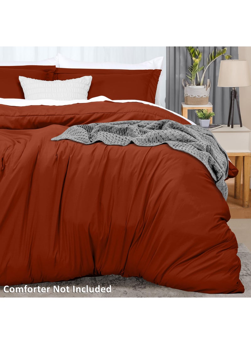 Utopia Bedding Utopia Bedding Duvet Cover Queen Size - 1 Duvet Cover with 2 Pillow Shams - 3 Piece Bedding Duvet Cover with Zipper Closure - Soft Brushed Microfiber  90 X 90 Inches (Queen  Orange)  - Image 4