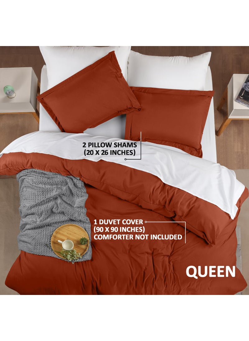 Utopia Bedding Utopia Bedding Duvet Cover Queen Size - 1 Duvet Cover with 2 Pillow Shams - 3 Piece Bedding Duvet Cover with Zipper Closure - Soft Brushed Microfiber  90 X 90 Inches (Queen  Orange)  - Image 2