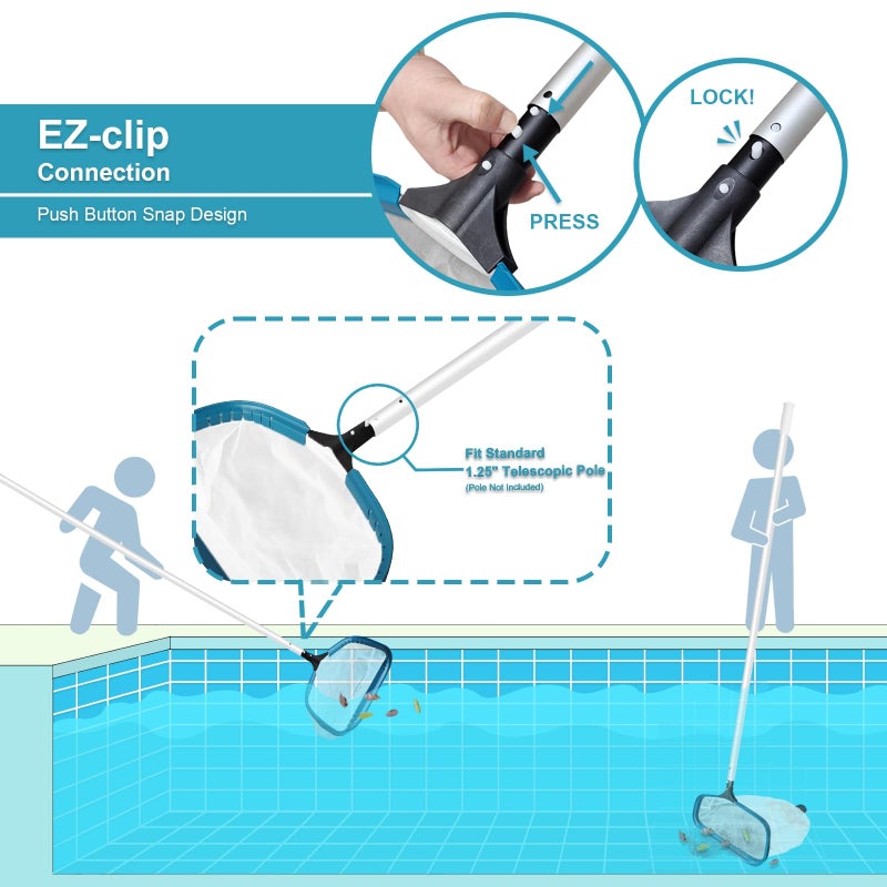 POOLWHALE Pool Net - Professional 20" Swimming Pool Leaf Skimmer Rake, Aluminum Frame Deep Nylon Bag, Ultra Fine Mesh Nets for Cleaning Leaves, Sand, Pollen, Finest Debris (No Pole) - Image 4
