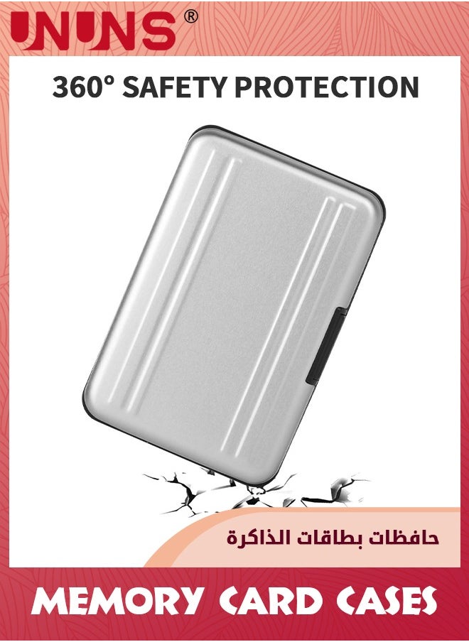 UNUNS - حافظة بطاقات الذاكرة TF Micro SD المحمولة ذات 16 فتحة، حامل حقيبة حمل البطاقة مع دبوس واحد لإزالة البطاقة و3 حافظة بطاقة استعادة، صندوق منظم مقاوم للصدمات لتخزين وسائط كاميرا الكمبيوتر - Image 1