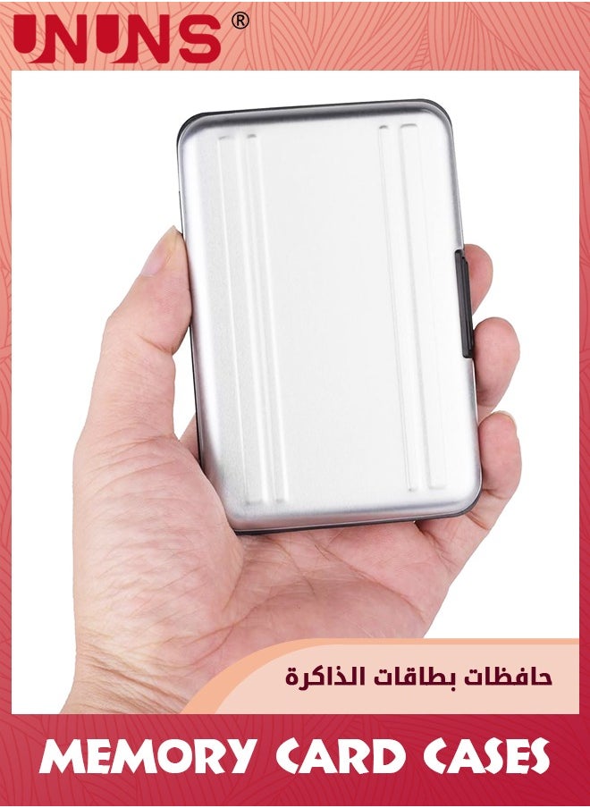 UNUNS - حافظة بطاقات الذاكرة TF Micro SD المحمولة ذات 16 فتحة، حامل حقيبة حمل البطاقة مع دبوس واحد لإزالة البطاقة و3 حافظة بطاقة استعادة، صندوق منظم مقاوم للصدمات لتخزين وسائط كاميرا الكمبيوتر - Image 1