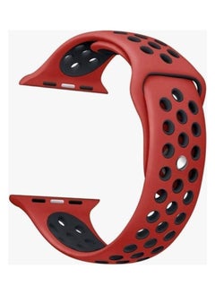 PROMASS Replacement Strap Watchband For Apple Watch Series 7 45mm / 6 / SE / 5 / 4 44mm / 3 / 2 / 1 42mm Red/Black 