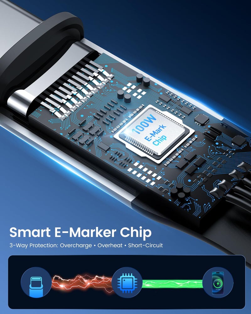 CAFELE Multi Charging Cable 100W Retractable USB C Cable, 6-in-1 Dual Type C and 27W L 5A Fast Charger Cord for Phone 16 15 14, Galaxy S24 S23, MBook, Pad and Multiple Devices (3.6ft) - Image 3