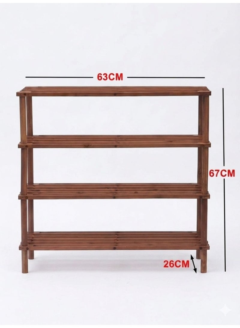 Noontec Wooden shoe rack, 4 tiers, dimensions 63cm wide, 67cm deep - Image 2