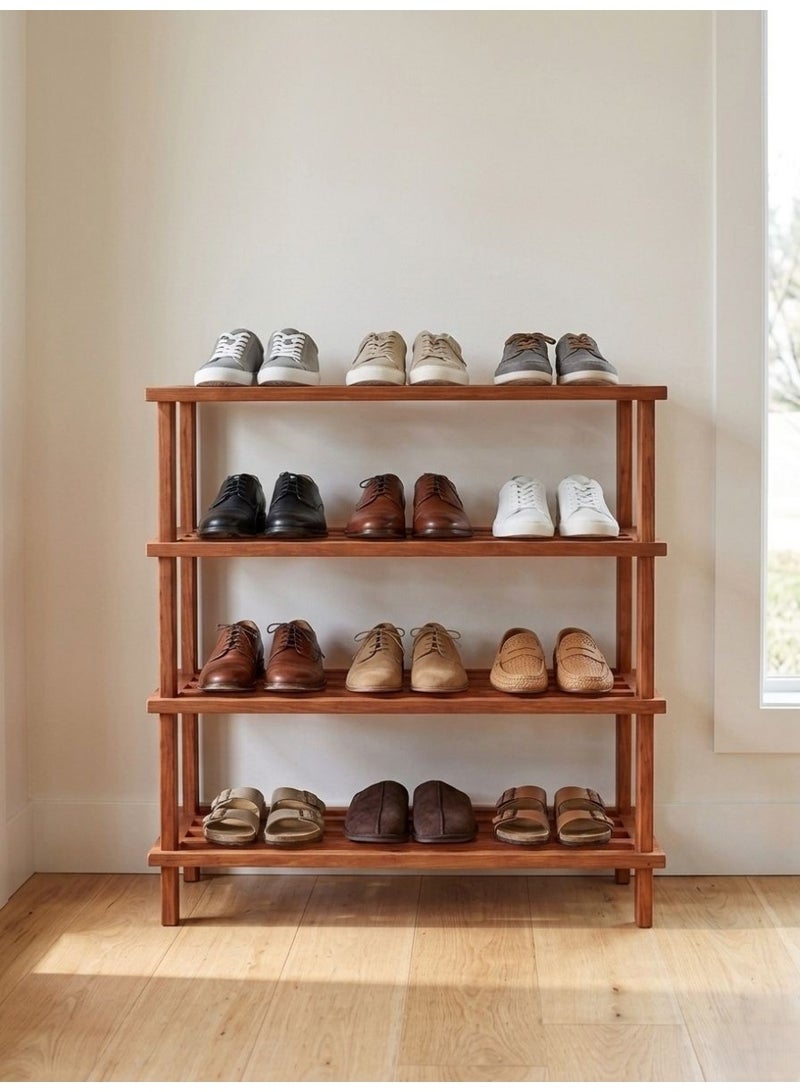 Noontec Wooden shoe rack, 4 tiers, dimensions 63cm wide, 67cm deep - Image 1