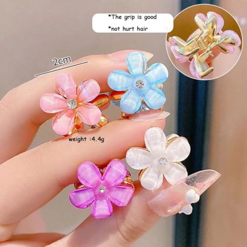 GEOCARTER Girls Double Side Mini Flower Decorative Hair Barrettes Korean clips For Hair Decoration (Pack of 12 mini Rhimestones) - Image 2