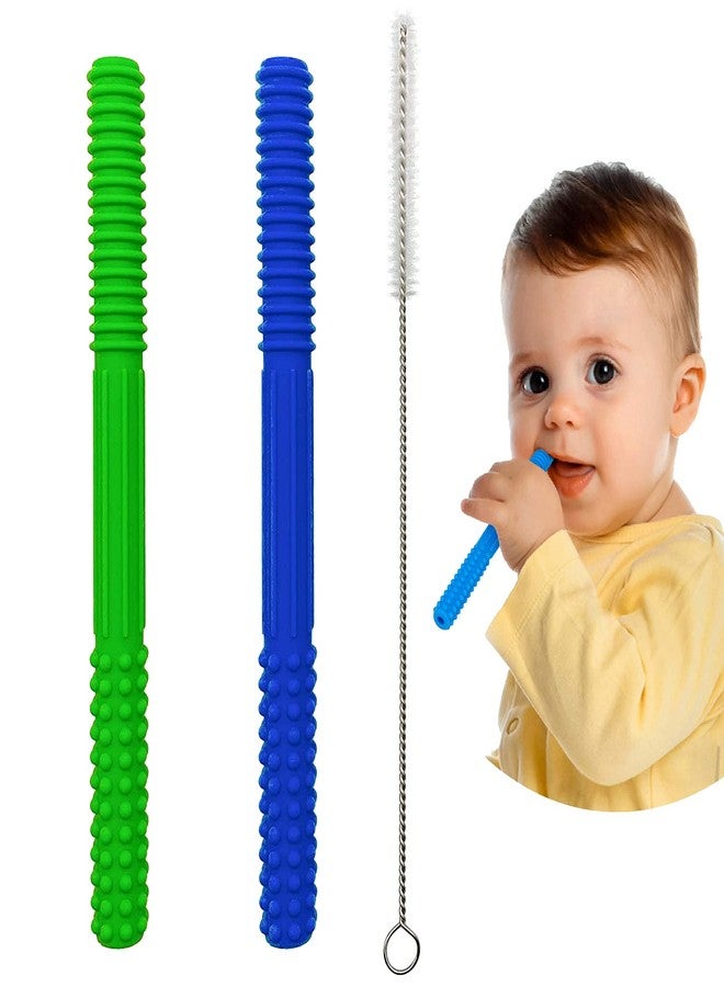 tekme 2pc Baby Silicone Teether, 100% Food Grade Silicone Hollow Teething Tubes for Teething Gums, Chewing Teethers Toy for Infants,Babies, Infants 3+ Months (Multicolor) - Image 1