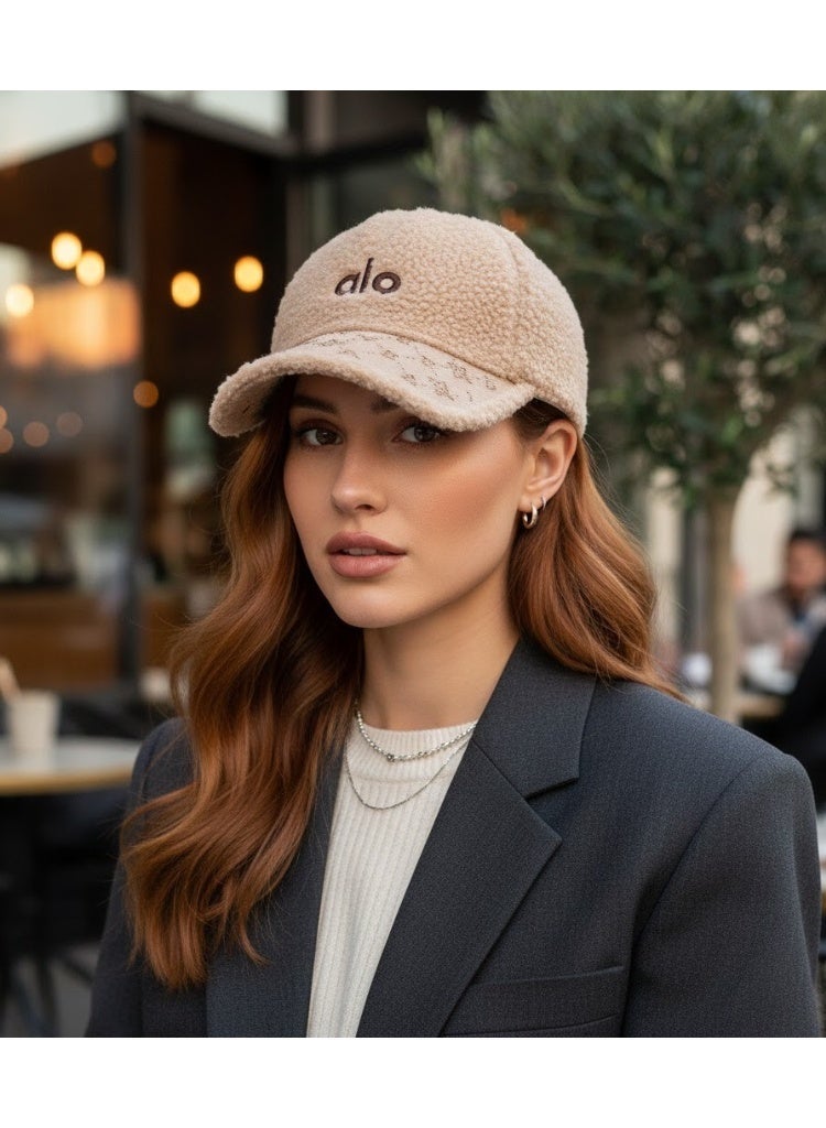 alo Women's winter "sherpa" cape, soft and stylish design - beige - warm and elegant - Image 2