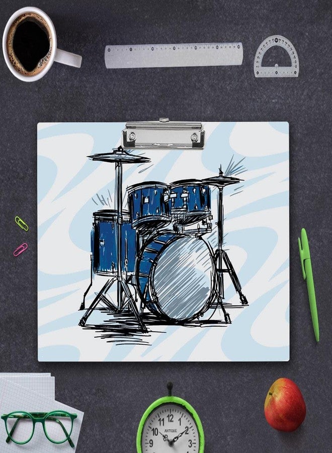 Vprint Quality "Wooden Exam Board with Music Design and Metal Clips" (Drum Music) Wooden Clipboard Writing Pad | Exam Board for Kids Students Size 11X17 Inches - Image 5