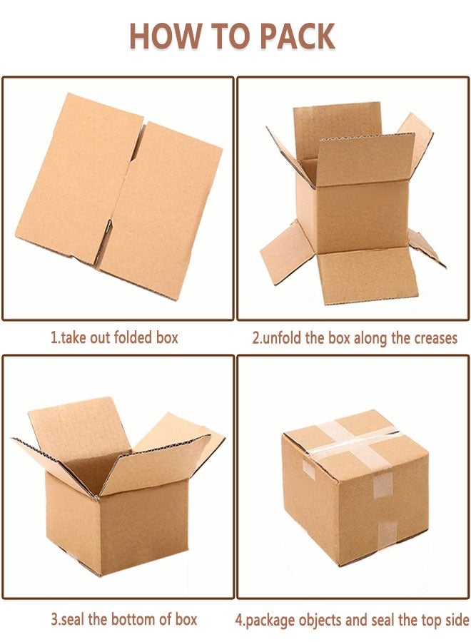 وهاواي 5 Pack Shipping Boxes, Corrugated Cardboard Box for Moving, Mailing, Packing and Storage 25x25x15cm Brown - Image 4