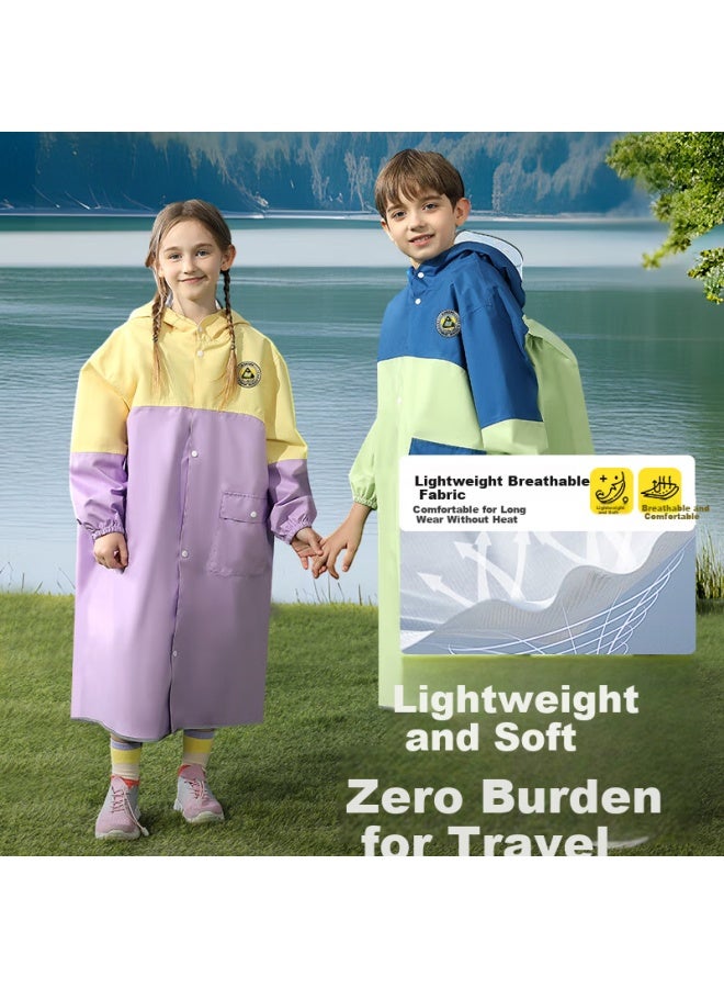 Moremerry Kids Raincoat Uni Waterproof Breathable School Backpack Cover Fashion Rain Poncho Cocoa Brown 5XL - Image 2